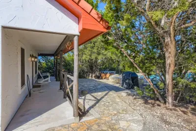 Shaded patio walkway.