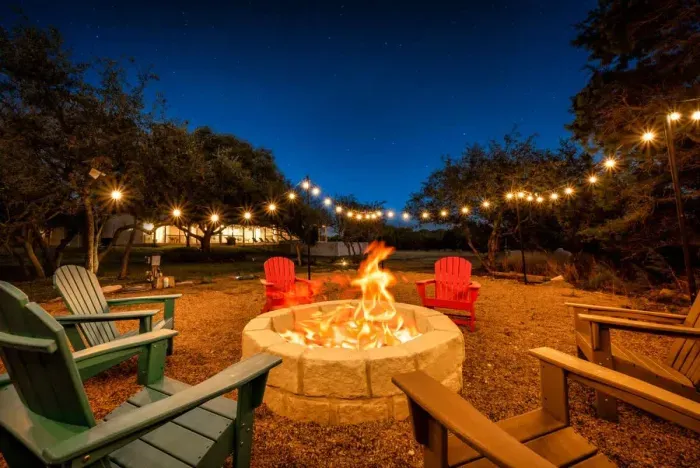 A fireside gathering space ideal for intimate evening conversations.