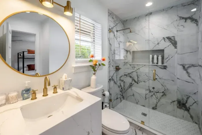 A spa inspired rainfall shower designed for a rejuvenating escape.