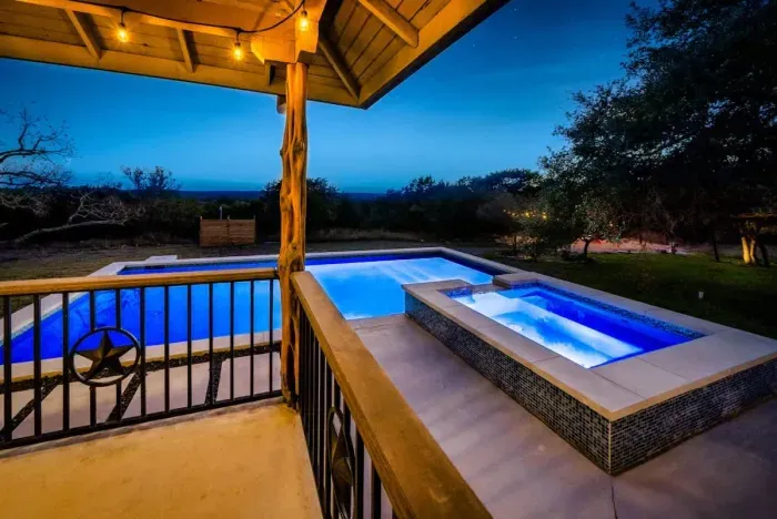 A twilight hot tub retreat offering pure relaxation with unforgettable views.