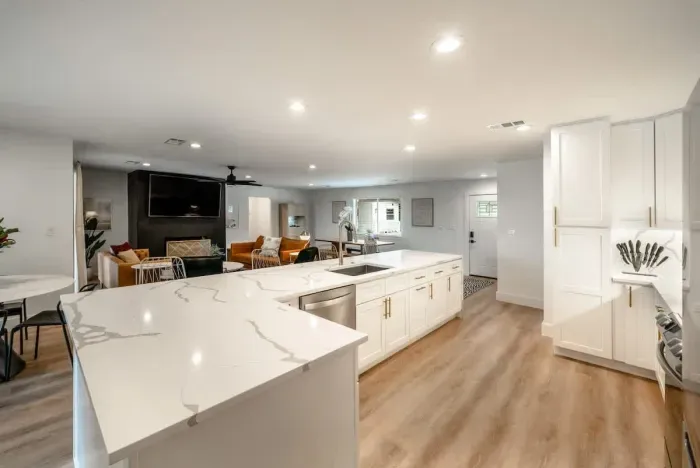 A bright open concept kitchen ideal for luxury living.