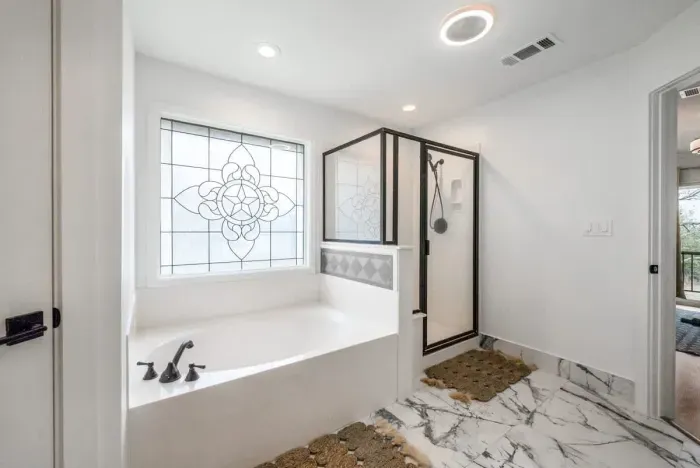 A luxurious bathroom sanctuary inviting you to unwind and indulge.