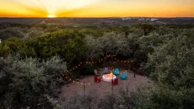 A magnificent aerial perspective revealing a secluded retreat immersed in nature.