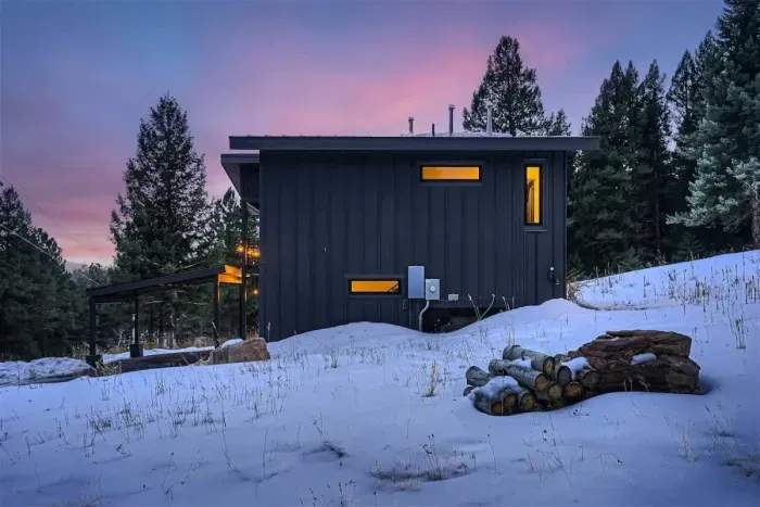 Side of house drive up view-winter months