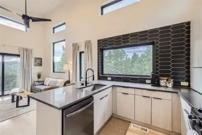 With ample counter space and quality appliances, cooking here is a pleasure.