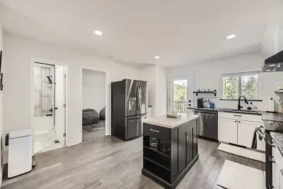 Whip up a delicious meal or enjoy a quick snack in this stylish, functional space.