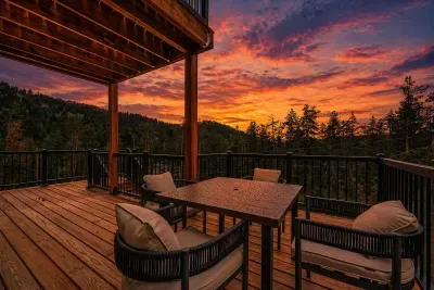Dine outdoors with forest views...sunsets included, reservations not required.