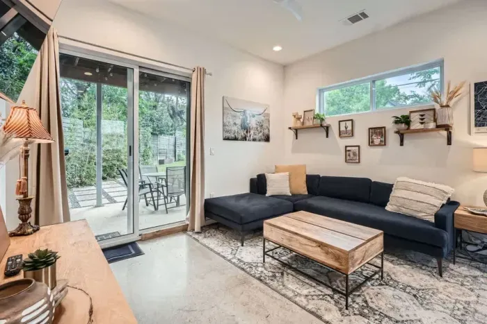 Enjoy a stylishly decorated living room with all the comforts of home.