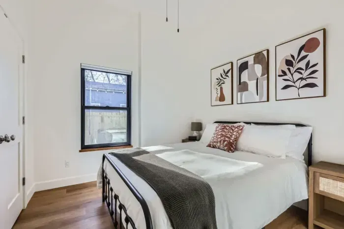 Wake up to stunning views in this bright and airy retreat, complete with elegant bohemian decor.