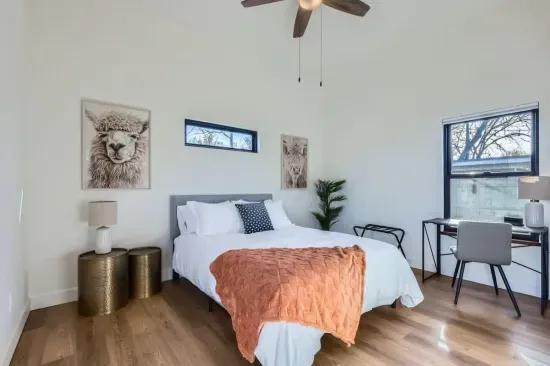 A peaceful sanctuary with rustic charm, modern elegance, and plenty of natural light.