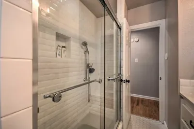 Stylish bathroom with double sinks and fresh finishes.