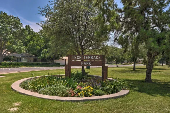 Nearby park with landscaped entry and walking trails.