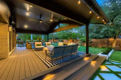 A space that invites you to slow down… lounge, dine, and gather under the glow of string lights