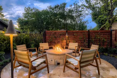 Cozy fire pit lounge, perfect for relaxing nights under the stars