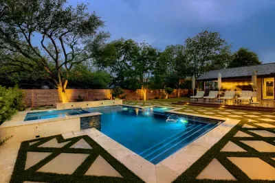 Twilight by the pool hits different here. Soft lighting, warm tones, and a space made to unwind