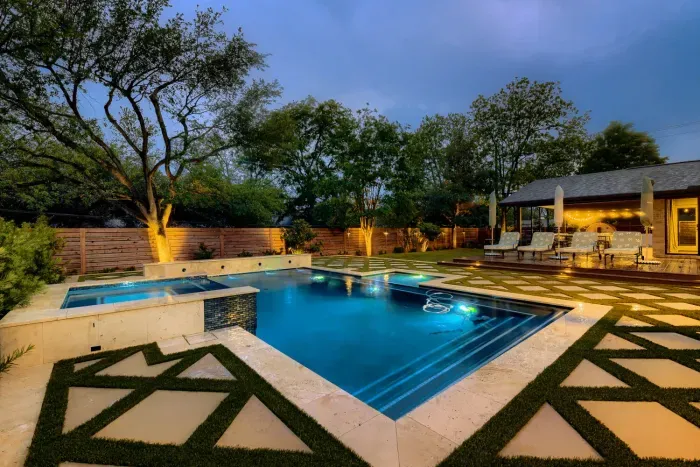 Twilight by the pool hits different here. Soft lighting, warm tones, and a space made to unwind