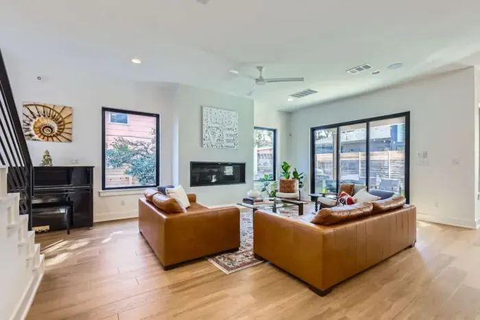 Modern living room with sleek furniture and a minimalist vibe