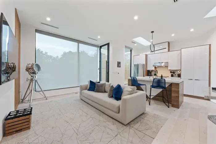 Sink into plush seating and enjoy the bright, open vibe.