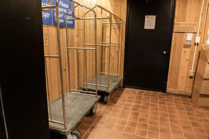 Cozy lobby with warm decor and comfortable seating.