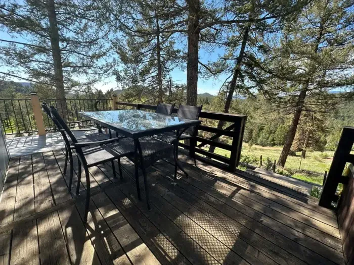Forest view patio perfect for morning coffee.