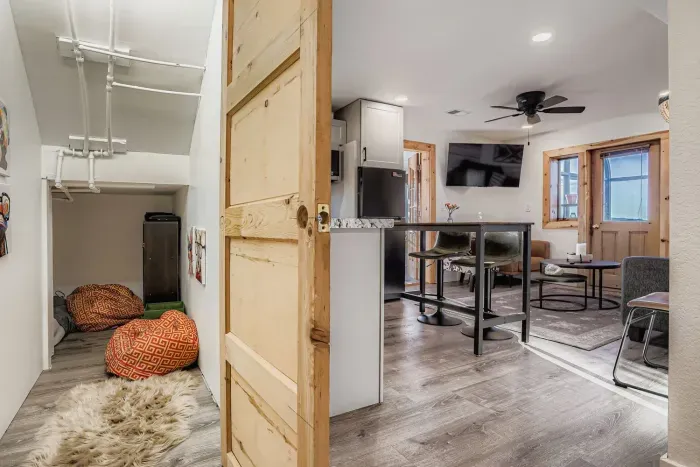 Cozy living space with warm lighting and stylish décor.