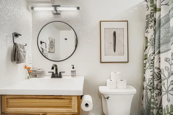 Second bathroom with designer finishes and modern touches.