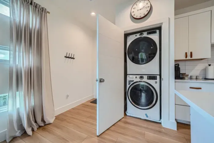 Keep your clothes fresh with an easy-to-use laundry area during your visit.