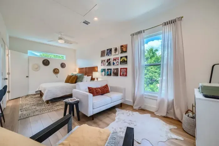 Enjoy a stylishly decorated living room with all the comforts of home.