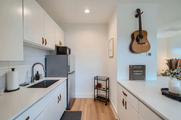 With ample counter space and quality appliances, cooking here is a pleasure!