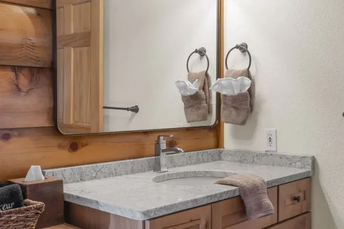 Enjoy a refreshing morning routine in a bright, beautifully designed space.