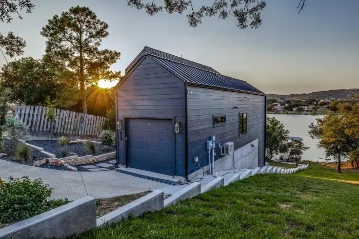 Modern front exterior with a sleek design and private entry.