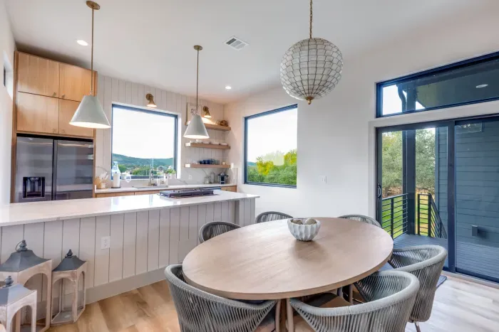 Elegant dining space connected to the open kitchen.