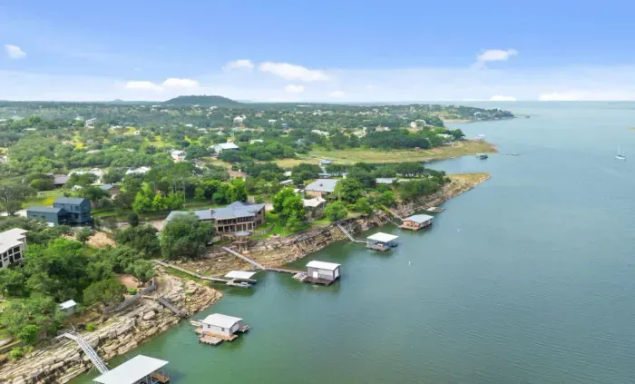 Breathtaking lake view from above the property.