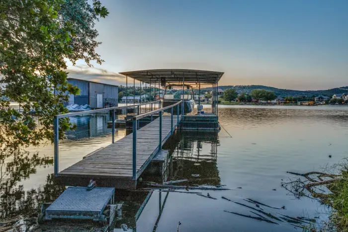 Dock access for fishing, boating, or relaxing by the water.