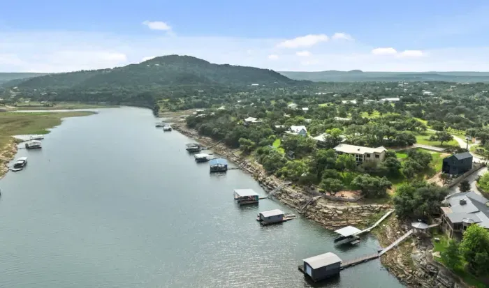 Expansive lake view from above the property.