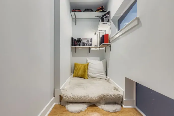 Reading nook with floor cushion...perfect for unwinding.