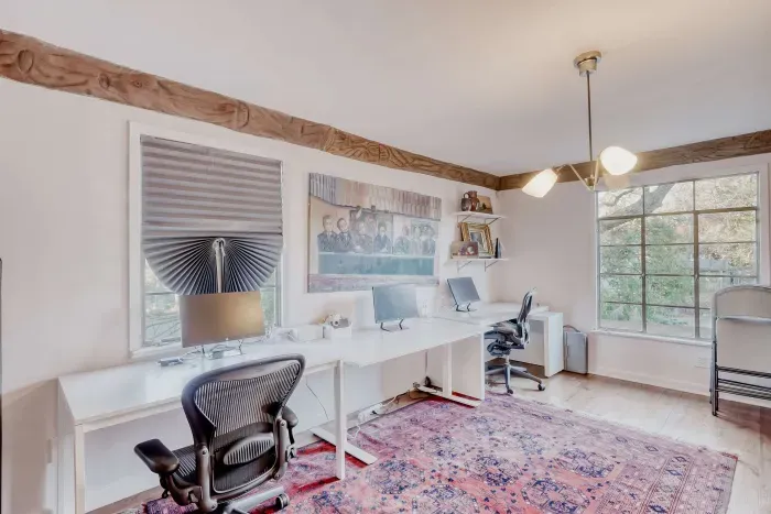 Bright home office ideal for remote work.