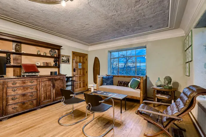 Inviting living room with warm lighting.