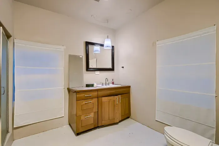 Convenient half bathroom on main level.