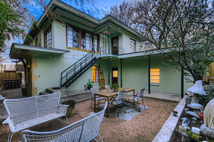 Private courtyard with outdoor seating.
