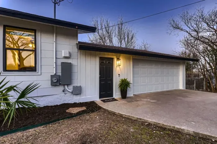 Welcoming front entrance with a modern touch and clean design.