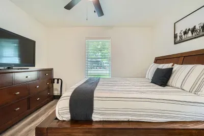 Spacious bedroom with elegant touches and relaxing atmosphere.