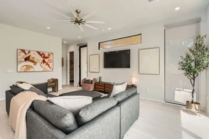 Sink into plush seating and enjoy the bright, open vibe.