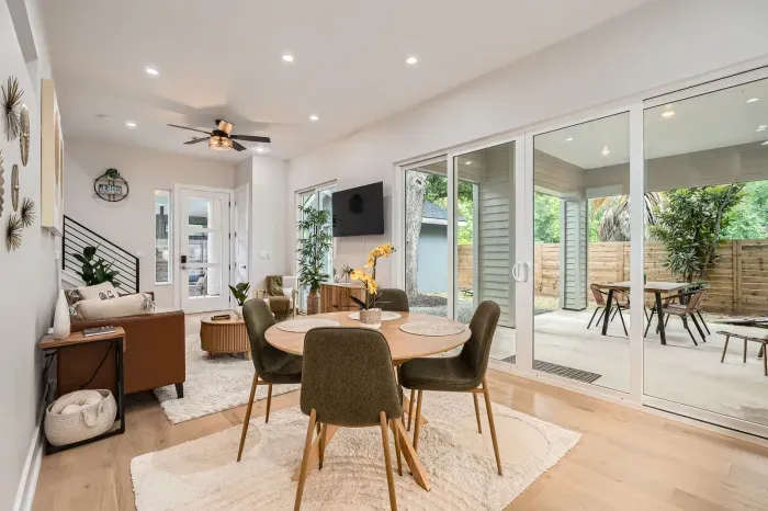 A bright, open-concept flows seamlessly into the dining area for effortless entertaining.