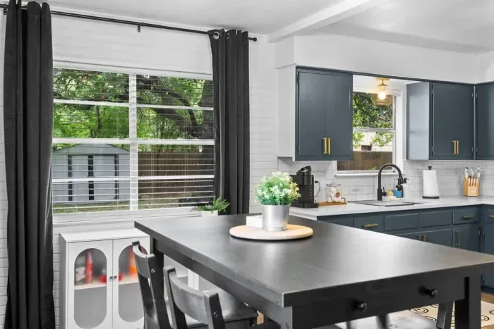 "Enjoy a versatile dining and workspace area, perfect for both meals and productivity. The dining table provides a comfortable spot for family meals, while the dedicated workspace ensures you have a functional area for work or study, all within a wel