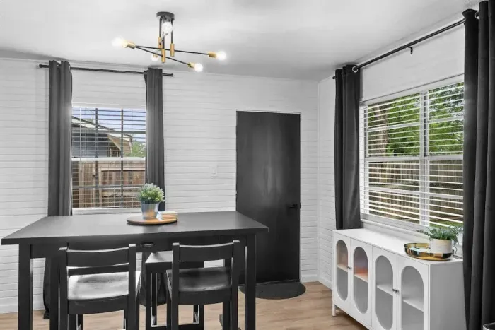 Combine functionality and style in the dining and workspace area, ideal for both meals and productivity. The dining table provides a cozy spot for family meals, while the workspace ensures you have a comfortable and efficient environment for work or