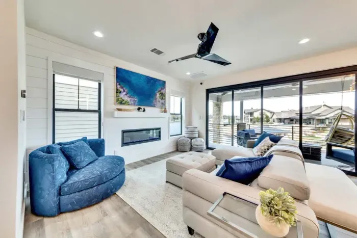 A beautifully lit space, perfect for relaxing or gathering with friends and family.