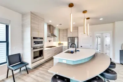 With ample counter space and quality appliances, cooking here is a pleasure.