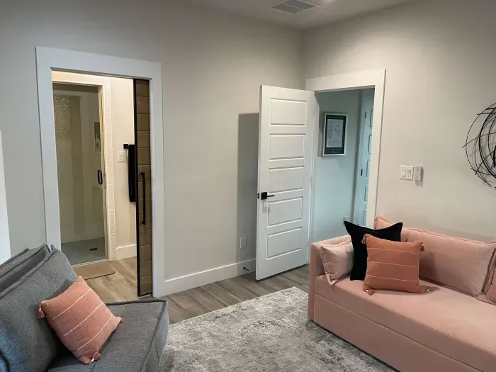 The 4th bedroom has an ensuite bathroom with office space and a sofa bed and a single pull out bed.