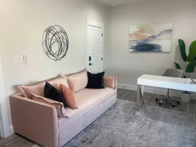 The 4th bedroom has an ensuite bathroom with office space and a sofa bed and a single pull out bed.